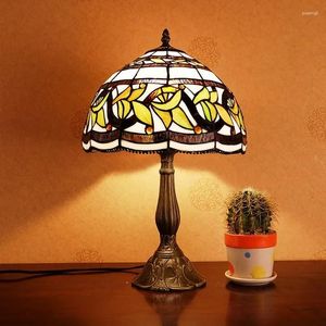 Table Lamps Tiffany Stained Glass For Bedroom Vintage Desk Lamp Retro Bar Cafe Restaurant Bedside Led Night Stand Light Fixtures