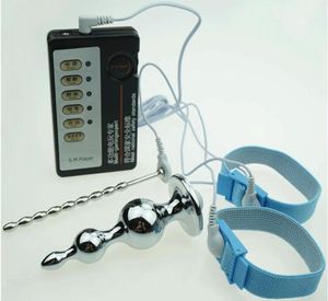 Männliche Elektroschockpuls -Physiotherapie stimulieren urethral klingende Dehnungsdilator Penis Ring Anal Plug Erwachsene Bondage BDSM Sex2948865