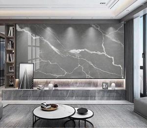 Hintergrundbilder passen Sie jede Größe 3D Tapete grau Marmor Weiß Textur Schlafzimmer Café Café TV -Hintergrund Wall Papel de Pared an.