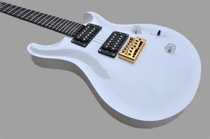Factory Custom White E -Gitarre mit Maple Top, Ebony Griffboard, Abalone Fret Inlay, HH Pickups, CA