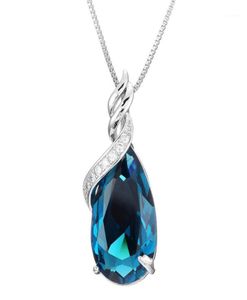 Medailletten Sapphire Edelstein Anhänger Halskette Frauen Blau Kristall Aquamarin 18K Weißgoldkette Choker Party Schmuck Bijoux Gif2299757