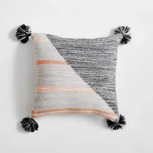 Tampa de tricô de travesseiro 45x45 Caixa decorativa Stripe cinza S Sala de estar Sofá Cadeira de cama decoração de casa