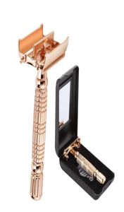 Butterfly Open Classic Double Edge Blade Safety Shaving Razor Shaver Handle Holder Blade Mirror Case2007103