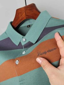 Herren Polos High-End-Custom Coton Cotton Long Sleeved T-Shirt für Herren Frühling und Herbst 2022 Business Flip Kragen für Herren Paul Striped Polo Shirt für Casual Wearl2405