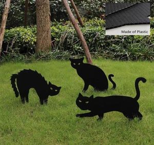 Party Decoration Halloween Props Black Cat Silhouette Yard Sign Lawn Stakes Terrorförsörjning Intressant9292263