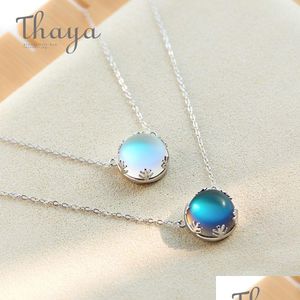 Pendanthalsband Thaya 55 cm Aurora halsband Halo Crystal Gemstone S925 Sier Scale Light for Women Elegant Jewelry Gift Q0531 Drop D Dhnth