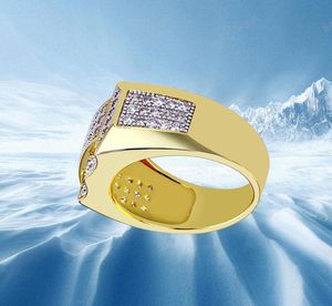 Мужские вогнутые Cz Bling Bling 360 Eternity Ring Кольцо заморожено кольцами кубические циркониевые микропрокаты Моделируемые бриллианты Кольцо с подарочной коробкой 18K G5838594