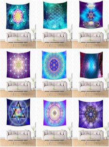 Rainbow Galaxy Astrology Tapestries and Energy Medicine Flower of Life Geometry Symbol Pattern Symbol Stamping Polyester Wall Deco6490276