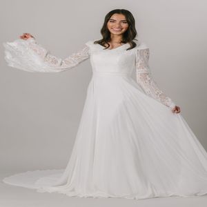 2021 A-Line Boho Modest Wedding Dresses Long Bellsleeves v Neck Simple Chiffon Inforcal Bridal Gowns Bride Gown Custom Made 280l