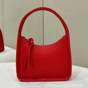 12A Luxury Red Mini Underarm Bag pure handmade exclusive custom calfskin hand-stitched commuter bag Women's crossbody bag Simple casual bag medium size