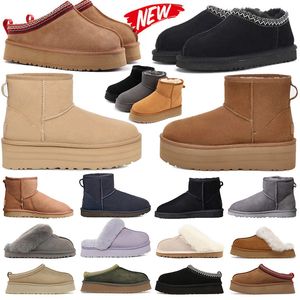 Tasmã -tasmão quente Tazz chinelos austrália semente de mostarda castanheira chinelos de peles de ovelha clássica Ultra mini plataforma botas de inverno uggglippers boots camurça