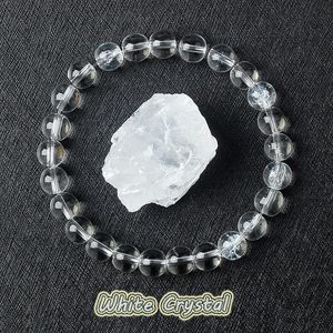 Äkta tydliga kvartspärlarmband kvinnor män natursten stenkristall elastisk armband rena själen yoga meditation smycken 240423