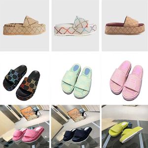 slippers women designer platform slipper luxury sandal man slipper Mid Heel High 55mm With box Fashion Canvas classics embroidery Platform shoe sandal for woman