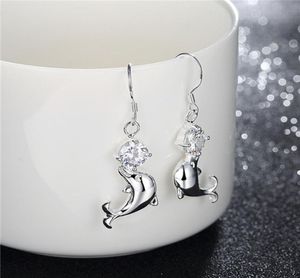 Women039S Dolphin Sterling Silver Plated örhängen Storlek 43CM13CM DMSE270 Gift 925 Silver Plate Earring Jewel4202512