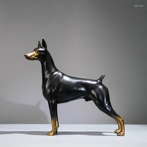 Estatuetas decorativas Atlie Doberman estátua de cão estatueta Multicolor Bronze Animal Sculpture Home Decoration