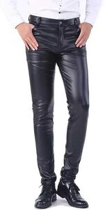 Men's Pants Mens business slim fit five pocket artificial leather pants jeansL2405
