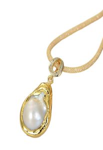 Guaiguai Biżuteria 18x26mm biała Keshi Pearl Wisiant Naszyjnik ręcznie dla kobiet prawdziwy klejnot Kamienna dama mody Jewellery 8528763