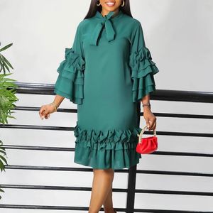 Ethnische Kleidung elegante afrikanische Kleider für Frauen Mode Dashiki Afrika Kleidung Robe Nigerian Femme Rüschen Rüschen lässig Plus Größe