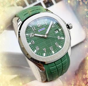 Automatyczna randka lodowani mężczyźni Trzy stichy Watch Japan Quartz Akusus Kalendarz gumowy Zegar Square Ziemia Szkielet Wybierz twarz Crystal Mirror Chain Watche Prezenty