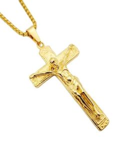 Anhänger Halsketten Gold Farbe Kreuz inri Kruzifix Jesus Halskette 316L Edelstahl Männer Frauen JuwelyPendant7174876
