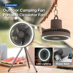 10000mAh Camping Fan Rechargeable Desktop Portable Circulator Wireless Ceiling Electric Fan with Power Bank LED Lighting