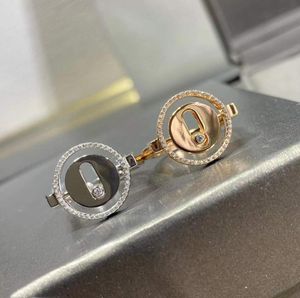 Moda 925 Srebrne Lucky Move Pierścienie dla kobiet krystaliczne obrączki ślubne tańczące kamienie ruszające pierścień francuskie biżuterię 1051281