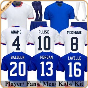 24 25 USWNT USAS Soccer camisetas de futebol de futebol 4 estrelas Kits Kits USMNT 23 24 Maillot de Foot Men Concacaf Copo de ouro 2024 McKennie Smith Morgan Retro 1994
