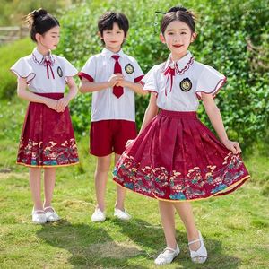Kläder sätter grundskoleklass Klänning British Style Summer Suit 1 juni Performance Children Graduation Po Uniform