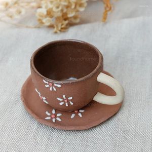 Tazze piattino in porcellana in porcellana del caffè tazza da tè tazza vintage tazza di viaggio e set di piattino set di fiori turchi 110 ml