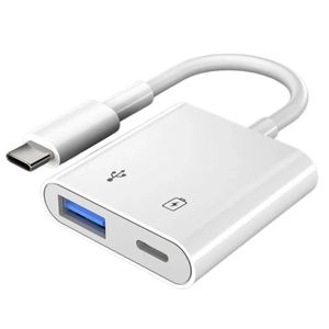 2 I 1 Dual USB Splitter DAC Fast Charge Type-C Adapter Strömförsörjning USB 3.0 Extern för MacBook Mobiltelefon Android