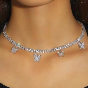 Anhänger Halskette Stonefans Frauen Schmuck Schmetterling Halskette Weibliche Strassstrittsschein Erklärung Kristall Charm Choker Weddding