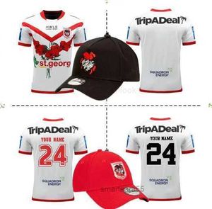 2023 St George Illawarra Dragons Anzac Rugby Jersey 2024/25 Dragons Mens Black Baseball Cap Hats Treinando Jersey Size S-5xl