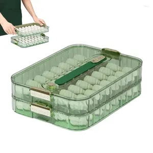 Plattor Dumpling Storage Box Stapble Snackle Container med TimeKeeping Multi-Layer Organizer Containers Lid