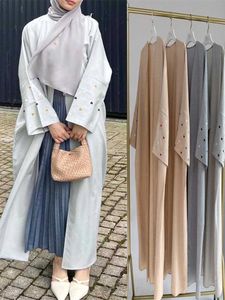 Abbigliamento etnico Ramadan Preghiera Dubai Linen Heart Slve Abaya Kimono Ka Turchia Islam Muslim Dressa Domande Kaftans Robe Femme Musulmane T240510