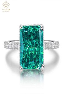 Wuiha 100 925 Sterling Silver Created Moissanite Emerald Gemstone Birthstone Wedding Engagement Ring Fine Jewelry Whole3503547