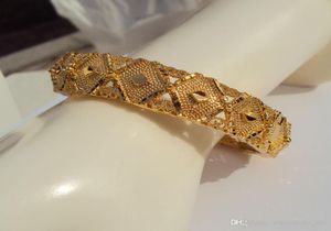 Bangle Carve 18 K Thai Baht Yellow Fine Solid GF Gold Jewelry bredare tunga armband BA206291598