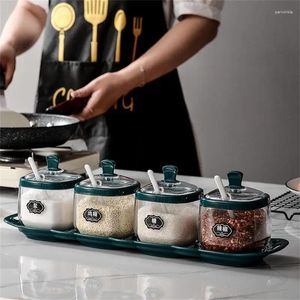 Storage Bottles Plastic Seasoning Box Multi-compartment Salt Cellar Sugar Bowl Pepper Multi-grid Spice Jars Pots Bottle Can