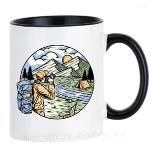 Canecas Copas de aventura de aventura Camping Campfire Party Beer Coffee Coffee Mugen Mountain Handle Gifts Para Camper Teaware Coffeeware Drinkware