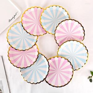 Disposable Dinnerware 100PCS/set Gilding Disc Plates Cake Paper Pan DIY Decoration For Kids Birthday Party Wedding Tableware Supply