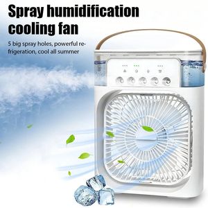 2024 ar condicionado ar condicionado de ar resfriador de água ventilador de spray USB Mini Fan Mini Air Cooler com luz noturna 240425