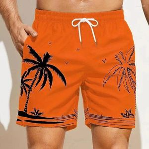 Men's Shorts Quick Drying Hawaii Summer Holiday Sports Swimming Trunks Fashion 3D Coconut Tree Printed Loose