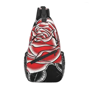 Duffel Bags Red Rose Tattoo Saco de peito Retro Capacidade de grande capacidade para presente bom personalizável