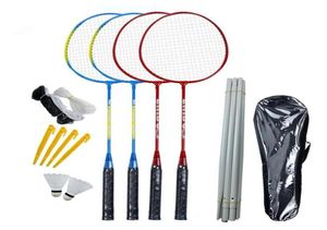 Taşınabilir badminton set 4 Raket Net Pole Backyard Beach Game212o2370801 için montaj kolay