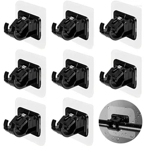 Hooks 4/2PCS Adjustable Nail-Free Curtain Rod Holder Clamp Self Adhesive Hanging Brackets Fixed Clips