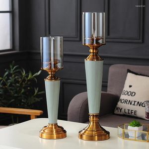 Candle Holders Nordic Style Ceramic Ornaments Pillar Candlestick Simplicity Wedding Bougoire Decoratif Luxury Decoration JD50ZT