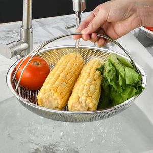 Double Boilers Stainless Steel Food Steamer Kitchen Rice Pressure Cooker Steaming Grid Drain Basket Handle Draining Steam Accessories