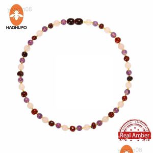 Pendant Necklaces Haohupo Top Quality Cherry Fashion Nature Stone Baltic Jewelry Amber Necklace Women Jade Handmade Baby Drop Delive Dheb4