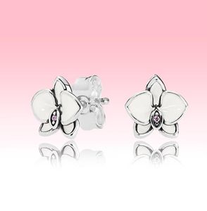 White Magnolia Stud Earring Women Summer Jewelry for 925 Sterling Silver flower Earrings set with Original box set2691674