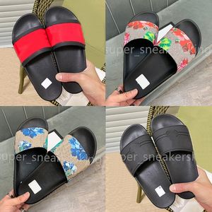 Designer Slifors Uomini Donne Slide Sandali blu rosso fiore Stampa Slide Summer Beach Slipper Wide Sandalo Flat Sandalo 35-46