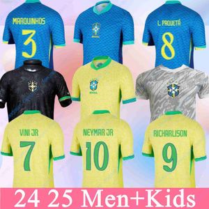 22 2023 2024 Maglie da calcio Brasile L.Paqueta Neymar Vini Jr.23 P.Coutinho Richarlison Shirt da calcio G.Jesus T.Silva Bruno G. Pele Casemiro uomini Donne Set di bambini Set di jersey